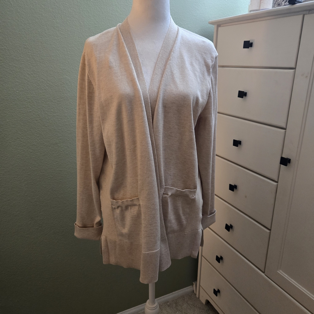 Time & Tru Women's Tan Lightweight Cardigan Sweater